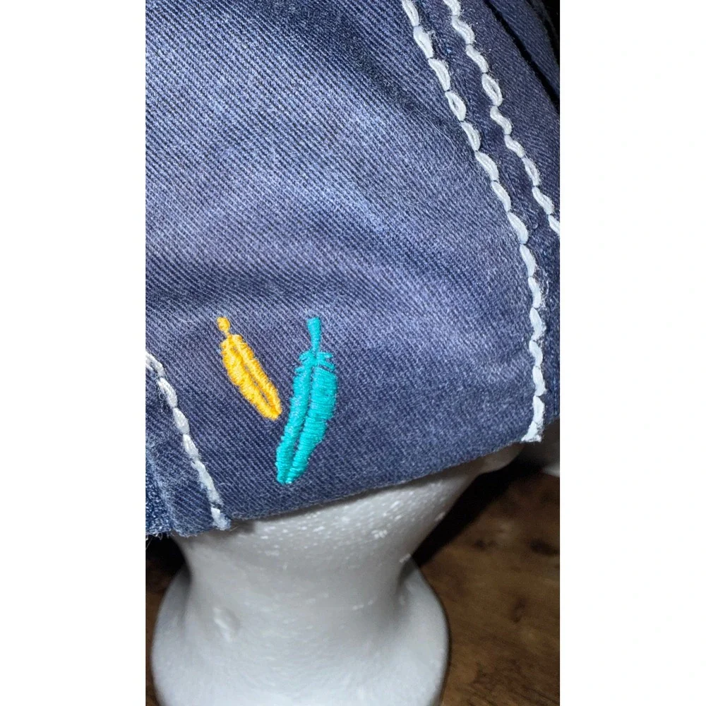 KBETHOS Vintage Free Spirit Feather Distressed Navy Blue Baseball Cap Hat